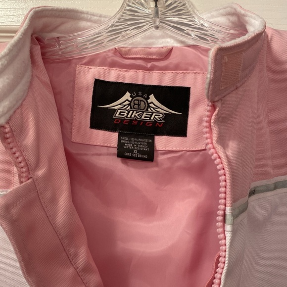 Women’s Biker Design Motorcycle Jacket - Pink/White - XL - Picture 4 of 6